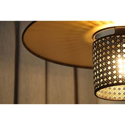 Duolla - Lampadario a plafone TOKYO RATTAN 1xE27/15W/230V diametro 50 cm oro/nero