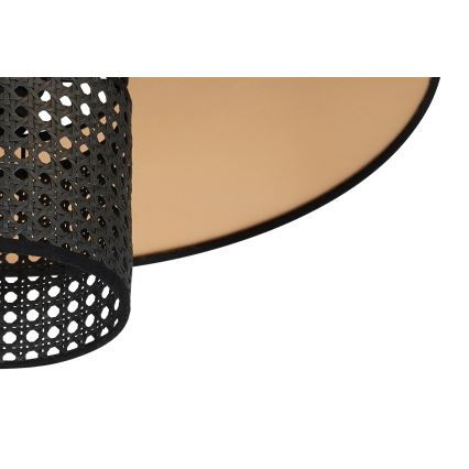 Duolla - Lampadario a plafone TOKYO RATTAN 1xE27/15W/230V diametro 50 cm oro/nero