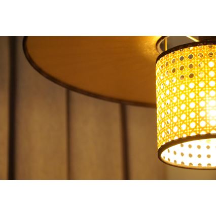 Duolla - Lampadario a plafone TOKYO RATTAN 1xE27/15W/230V diametro 50 cm oro/rattan