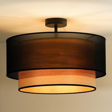 Duolla - Lampadario a plafone WOOD BOHO 1xE27/15W/230V diametro 45 cm nero/beige