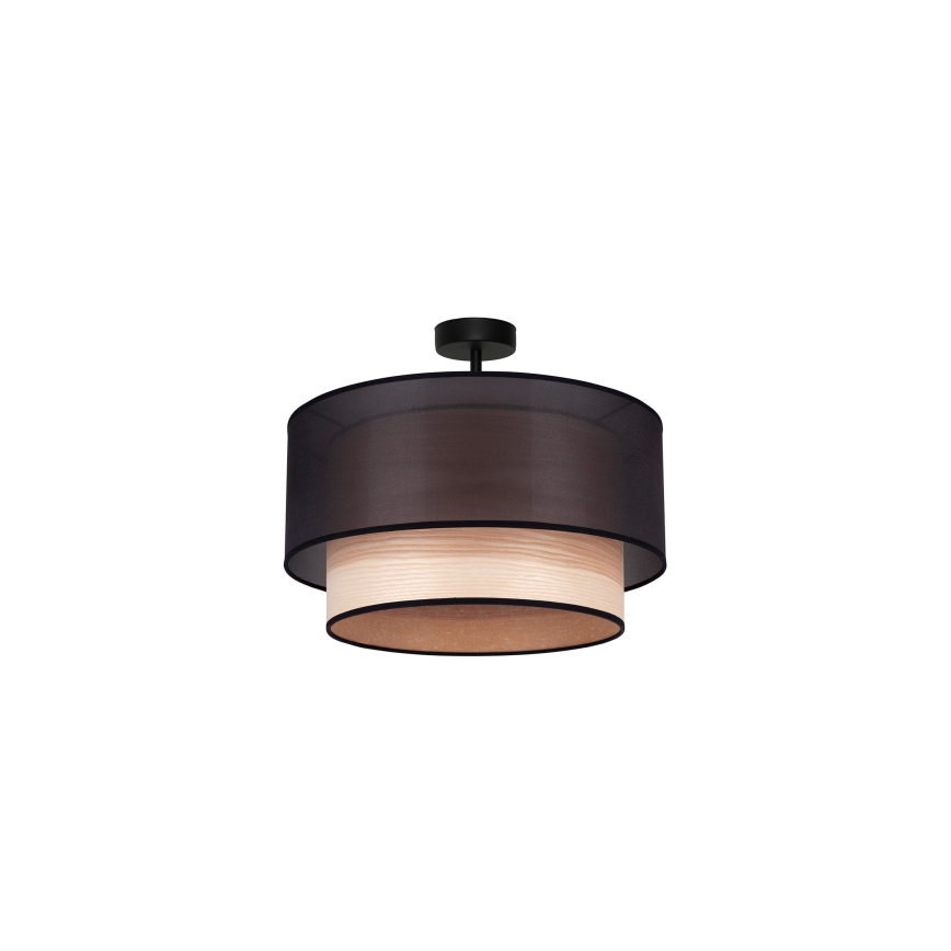 Duolla - Lampadario a plafone WOOD BOHO 1xE27/15W/230V diametro 45 cm nero/beige