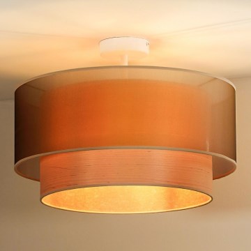 Duolla - Lampadario a plafone WOOD BOHO 1xE27/15W/230V diametro 45 cm rame/beige