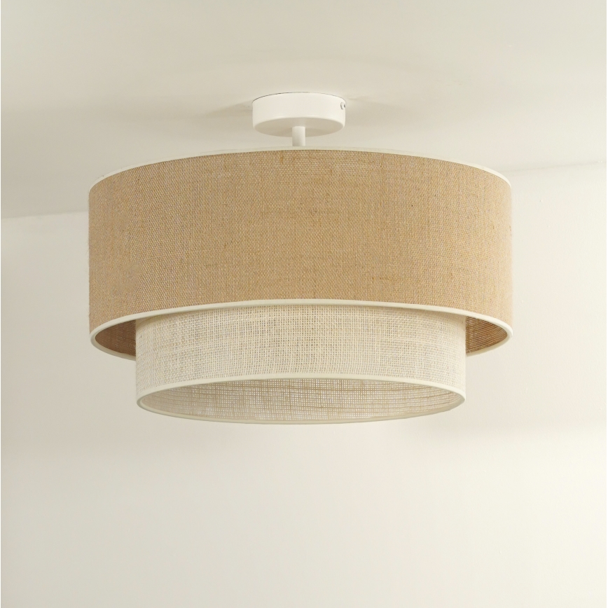 Duolla - Lampadario a plafone YUTE BOHO 1xE27/15W/230V diametro 45 cm marrone/color crema