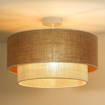 Duolla - Lampadario a plafone YUTE BOHO 3xE27/15W/230V diametro 60 cm marrone/color crema