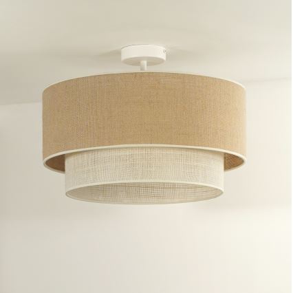 Duolla - Lampadario a plafone YUTE BOHO 3xE27/15W/230V diametro 60 cm marrone/color crema