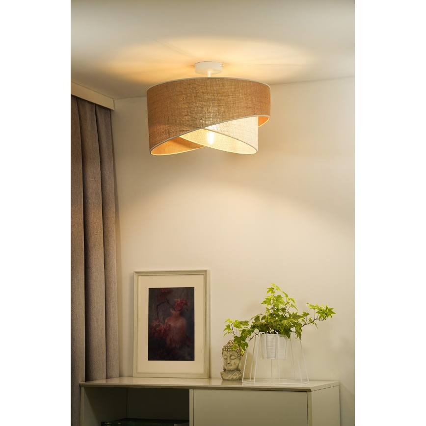 Duolla - Lampadario a plafone YUTE CELLO 1xE27/15W/230V diametro 45 cm marrone/grigio