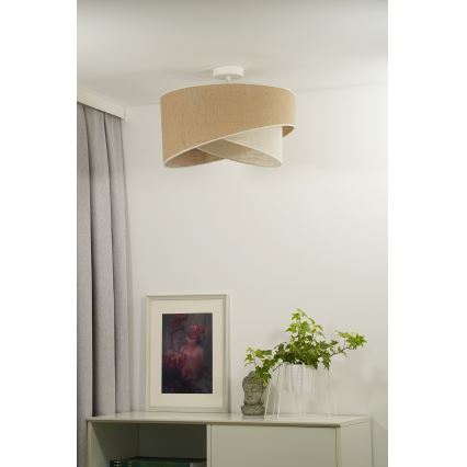 Duolla - Lampadario a plafone YUTE CELLO 1xE27/15W/230V diametro 45 cm marrone/grigio