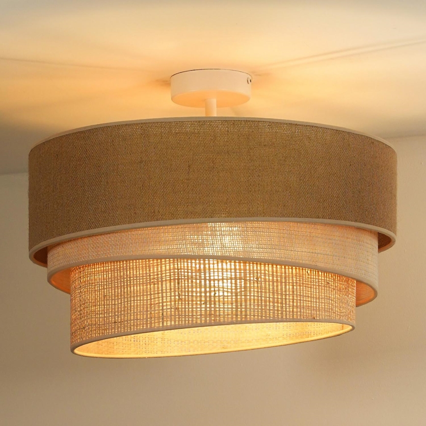 Duolla - Lampadario a plafone YUTE TRIO 3xE27/15W/230V diametro 60 cm marrone/grigio/beige