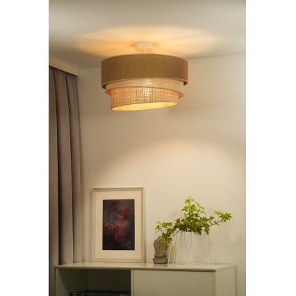 Duolla - Lampadario a plafone YUTE TRIO 3xE27/15W/230V diametro 60 cm marrone/grigio/beige