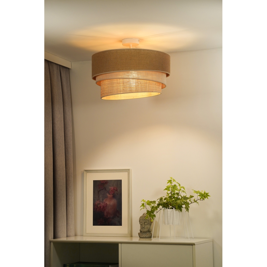 Duolla - Lampadario a plafone YUTE TRIO 3xE27/15W/230V diametro 60 cm marrone/grigio/beige