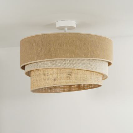 Duolla - Lampadario a plafone YUTE TRIO 3xE27/15W/230V diametro 60 cm marrone/grigio/beige