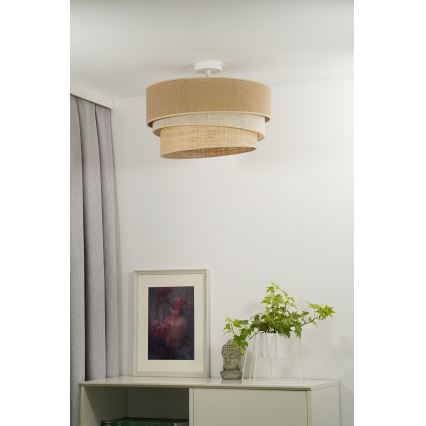 Duolla - Lampadario a plafone YUTE TRIO 3xE27/15W/230V diametro 60 cm marrone/grigio/beige