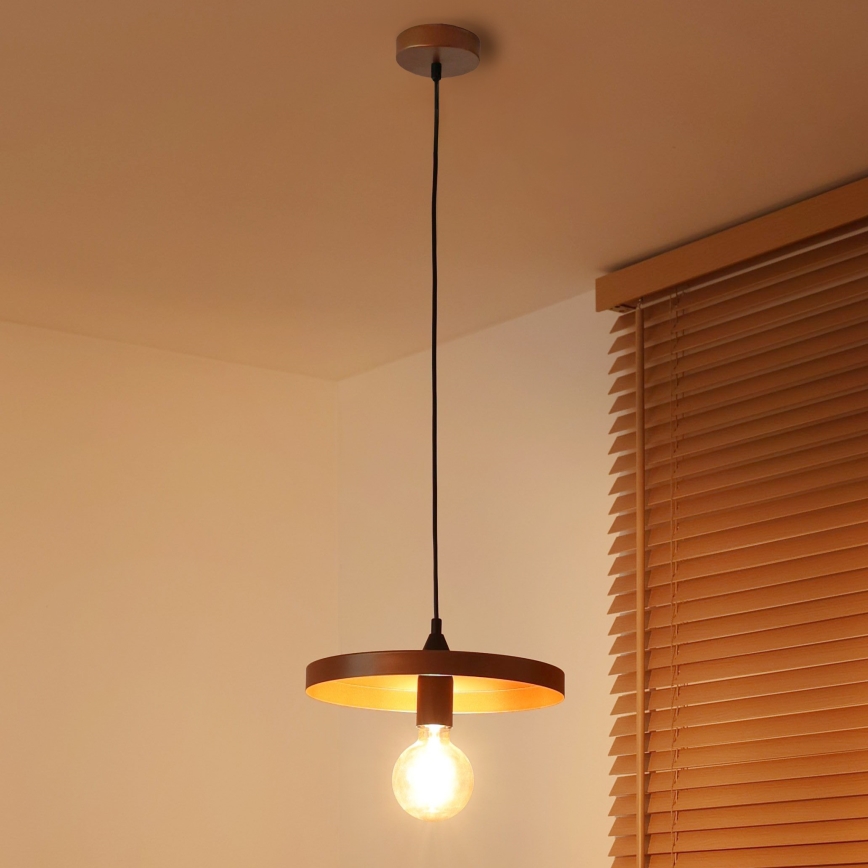 Duolla - Lampadario a sospensione con cavo IRONLINE 1x E27/15W/230V Ø 30 cm ramato/nero