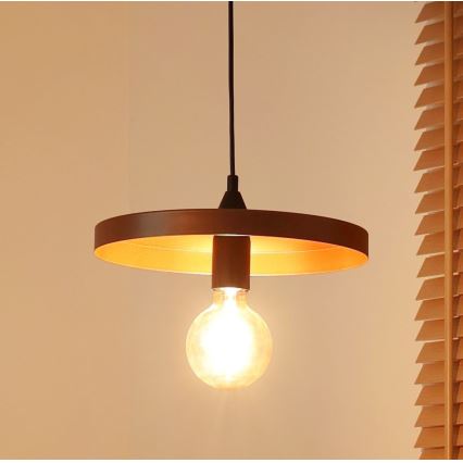 Duolla - Lampadario a sospensione con cavo IRONLINE 1x E27/15W/230V Ø 30 cm ramato/nero