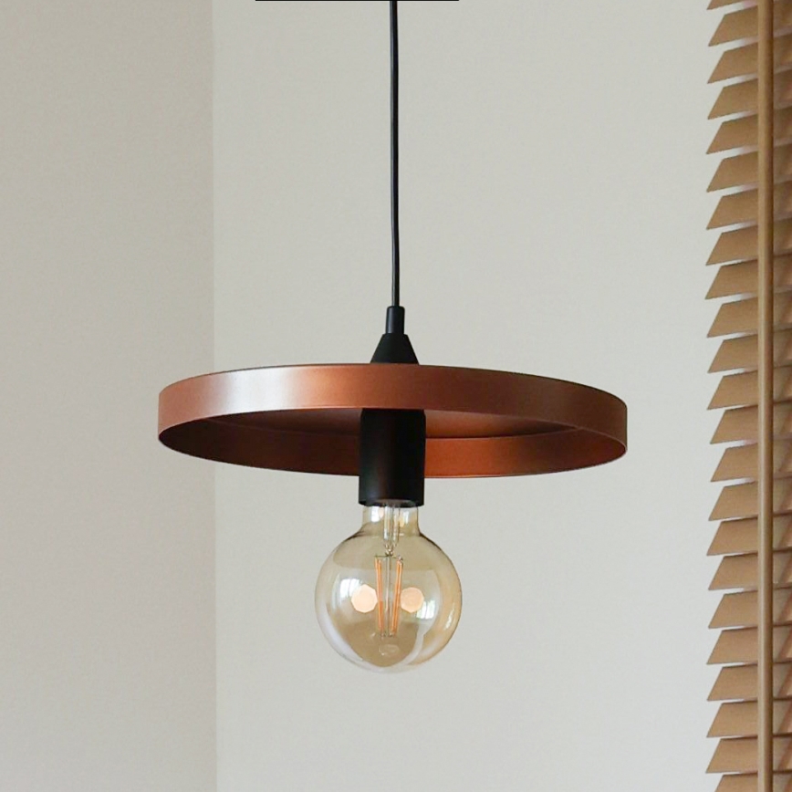 Duolla - Lampadario a sospensione con cavo IRONLINE 1x E27/15W/230V Ø 30 cm ramato/nero