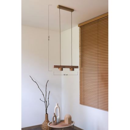 Duolla - Lampadario a sospensione con cavo IRONLINE 2xGX53/3W/230V pino/rovere/beige