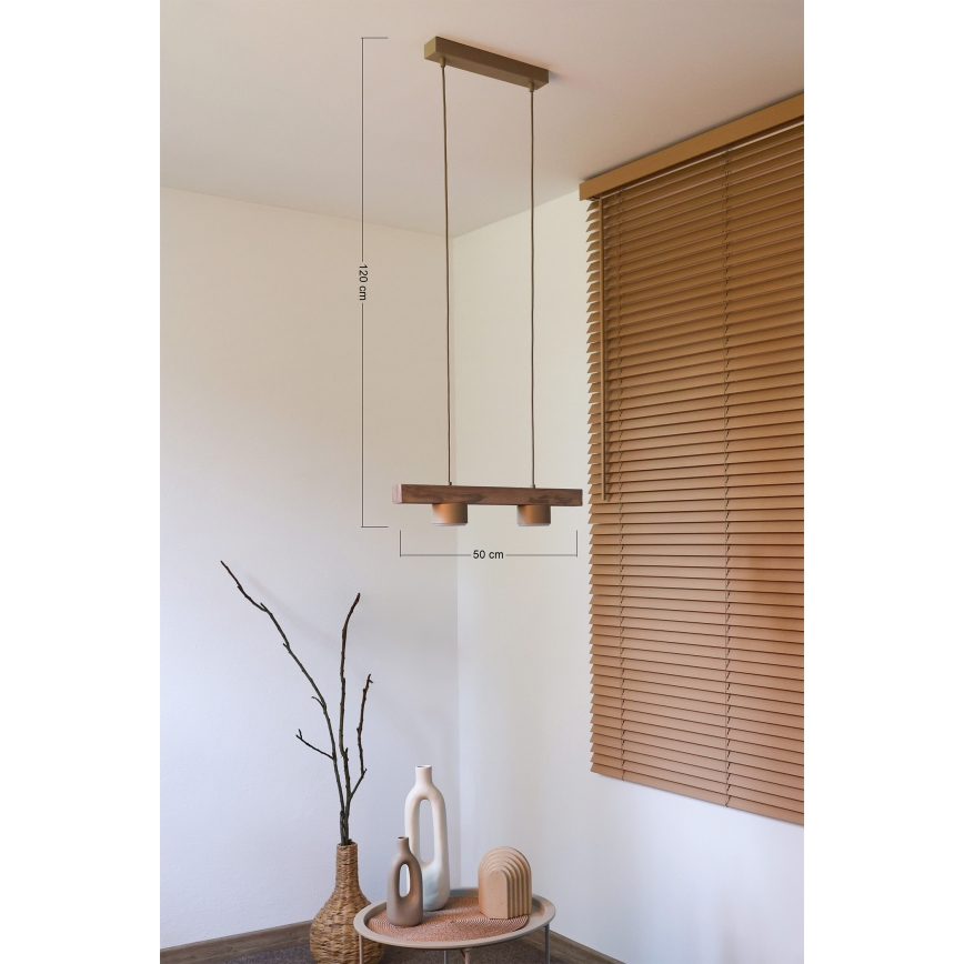 Duolla - Lampadario a sospensione con cavo IRONLINE 2xGX53/3W/230V pino/rovere/beige