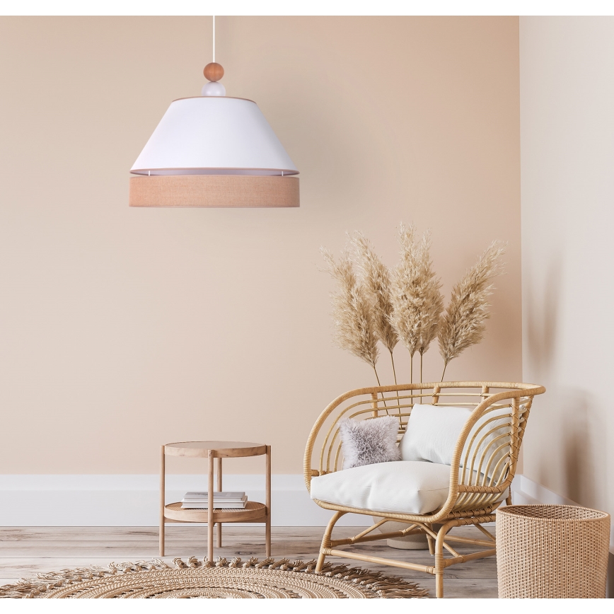 Duolla - Lampadario a sospensione con filo AVIGNON 1xE27/15W/230V diametro 50 cm bianco/marrone