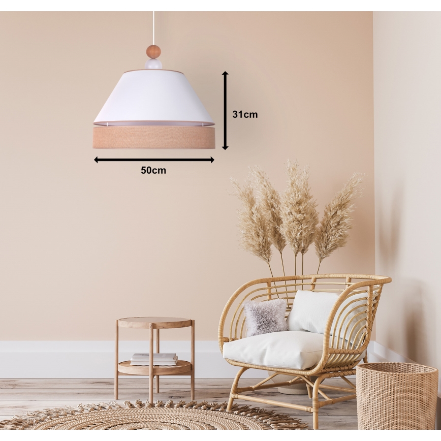 Duolla - Lampadario a sospensione con filo AVIGNON 1xE27/15W/230V diametro 50 cm bianco/marrone