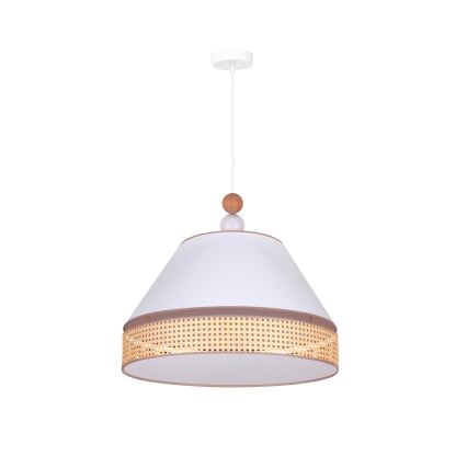 Duolla - Lampadario a sospensione con filo AVIGNON 1xE27/15W/230V diametro 50 cm bianco/rattan