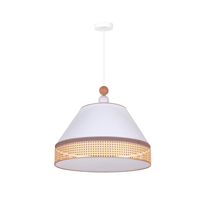 Duolla - Lampadario a sospensione con filo AVIGNON 1xE27/15W/230V diametro 50 cm bianco/rattan