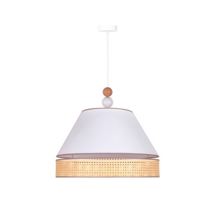 Duolla - Lampadario a sospensione con filo AVIGNON 1xE27/15W/230V diametro 50 cm bianco/rattan