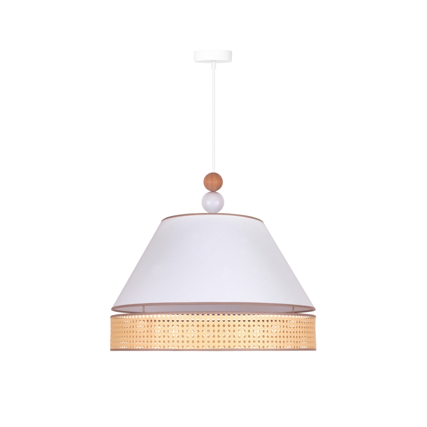 Duolla - Lampadario a sospensione con filo AVIGNON 1xE27/15W/230V diametro 50 cm bianco/rattan