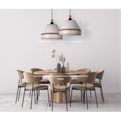 Duolla - Lampadario a sospensione con filo AVIGNON 2xE27/15W/230V beige