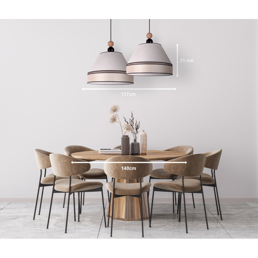 Duolla - Lampadario a sospensione con filo AVIGNON 2xE27/15W/230V beige