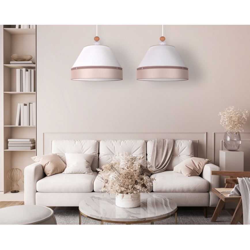 Duolla - Lampadario a sospensione con filo AVIGNON 2xE27/15W/230V bianco/beige