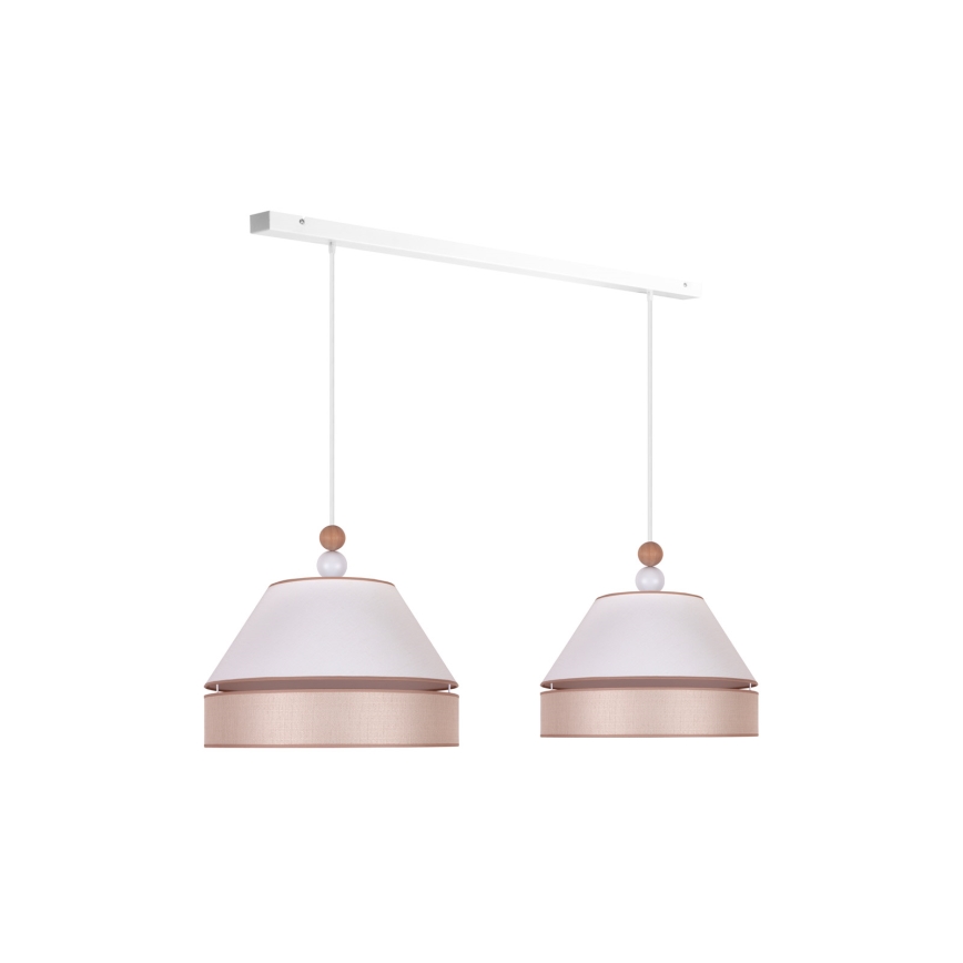 Duolla - Lampadario a sospensione con filo AVIGNON 2xE27/15W/230V bianco/beige