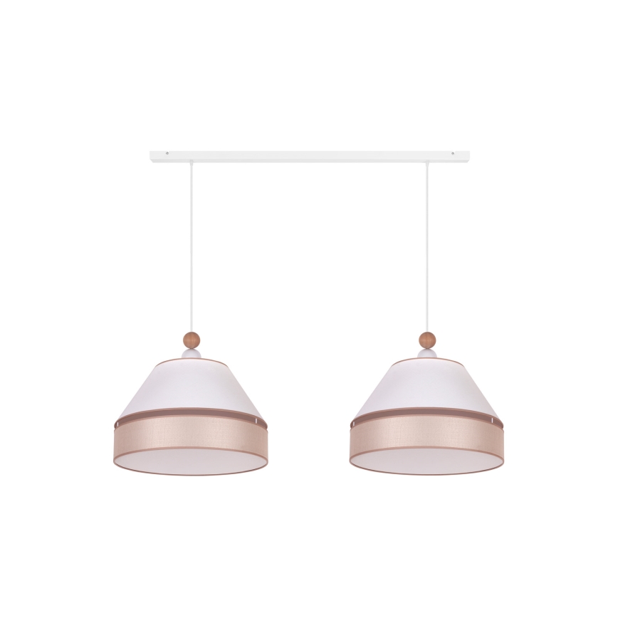 Duolla - Lampadario a sospensione con filo AVIGNON 2xE27/15W/230V bianco/beige