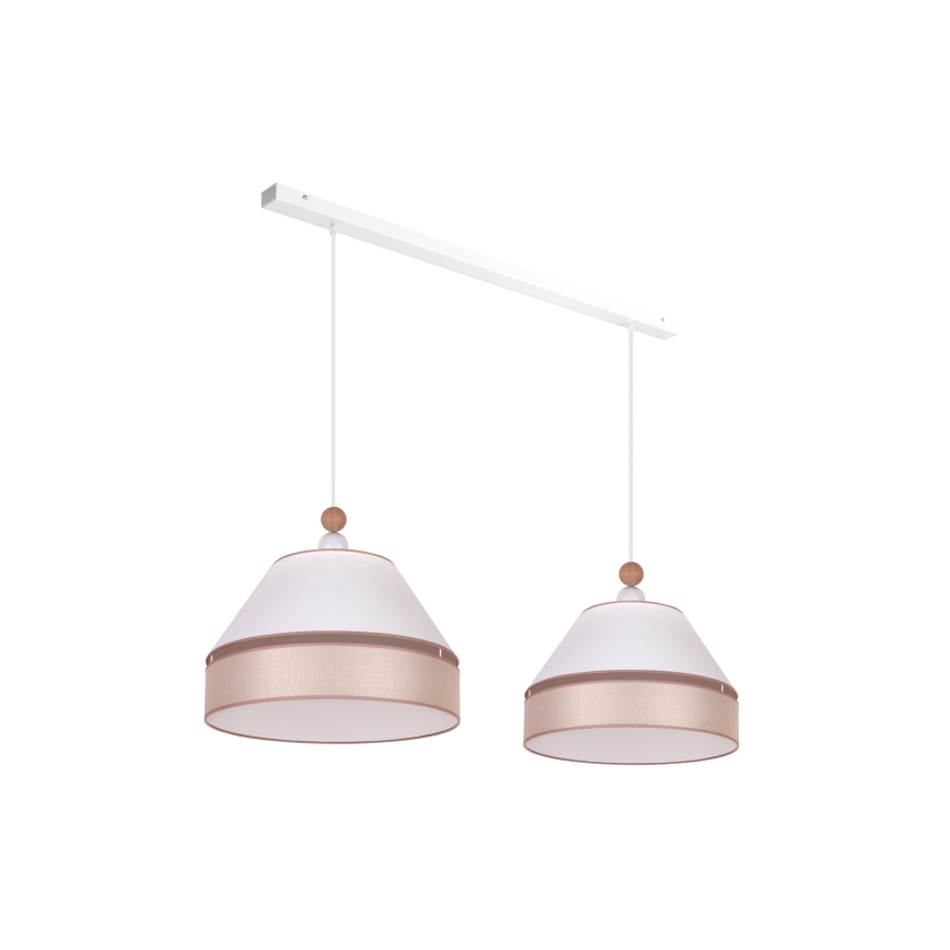 Duolla - Lampadario a sospensione con filo AVIGNON 2xE27/15W/230V bianco/beige