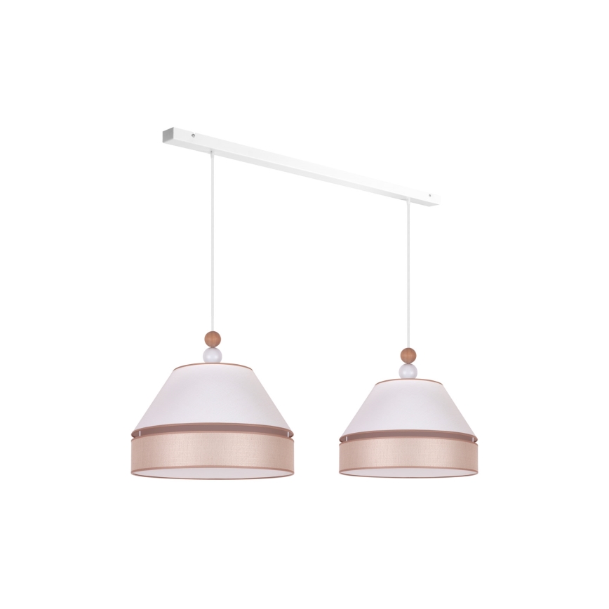 Duolla - Lampadario a sospensione con filo AVIGNON 2xE27/15W/230V bianco/beige