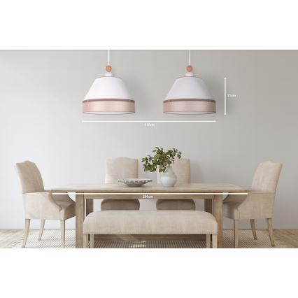 Duolla - Lampadario a sospensione con filo AVIGNON 2xE27/15W/230V bianco/beige