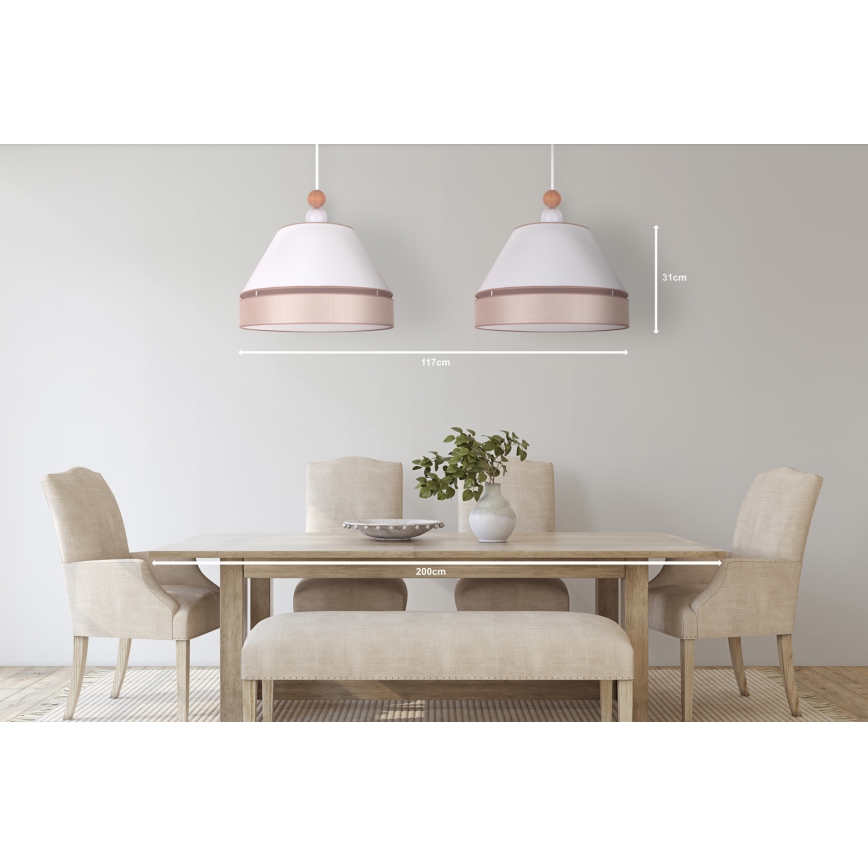 Duolla - Lampadario a sospensione con filo AVIGNON 2xE27/15W/230V bianco/beige