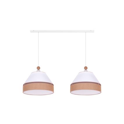 Duolla - Lampadario a sospensione con filo AVIGNON 2xE27/15W/230V bianco/marrone