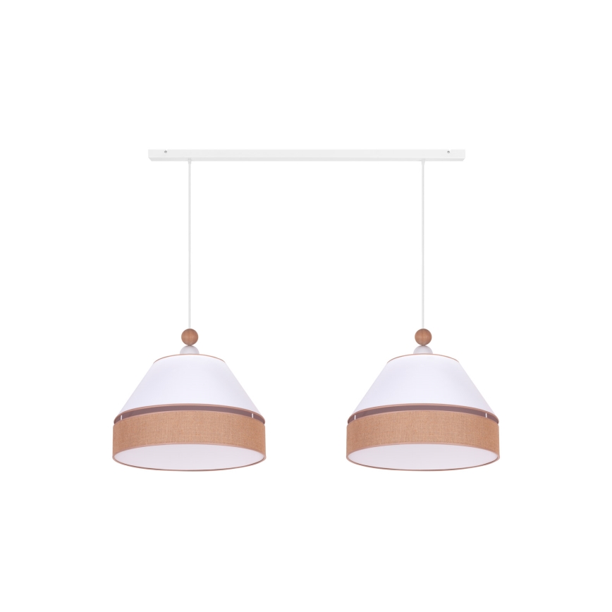 Duolla - Lampadario a sospensione con filo AVIGNON 2xE27/15W/230V bianco/marrone