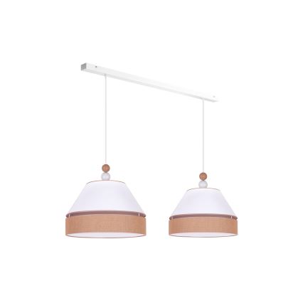 Duolla - Lampadario a sospensione con filo AVIGNON 2xE27/15W/230V bianco/marrone