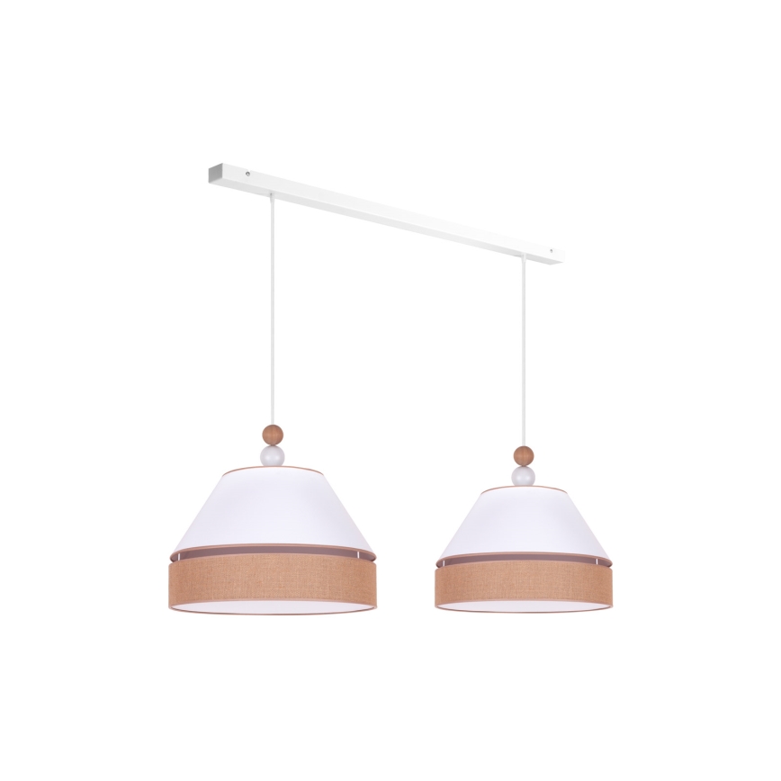 Duolla - Lampadario a sospensione con filo AVIGNON 2xE27/15W/230V bianco/marrone