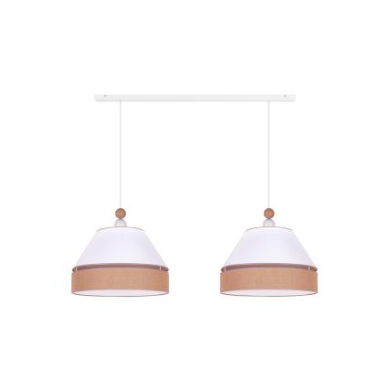 Duolla - Lampadario a sospensione con filo AVIGNON 2xE27/15W/230V bianco/marrone