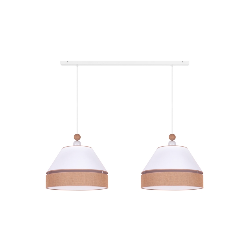 Duolla - Lampadario a sospensione con filo AVIGNON 2xE27/15W/230V bianco/marrone