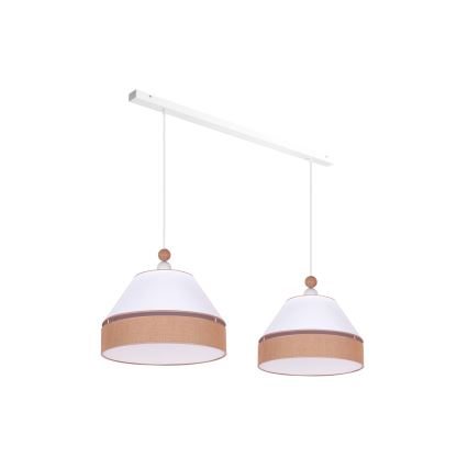 Duolla - Lampadario a sospensione con filo AVIGNON 2xE27/15W/230V bianco/marrone