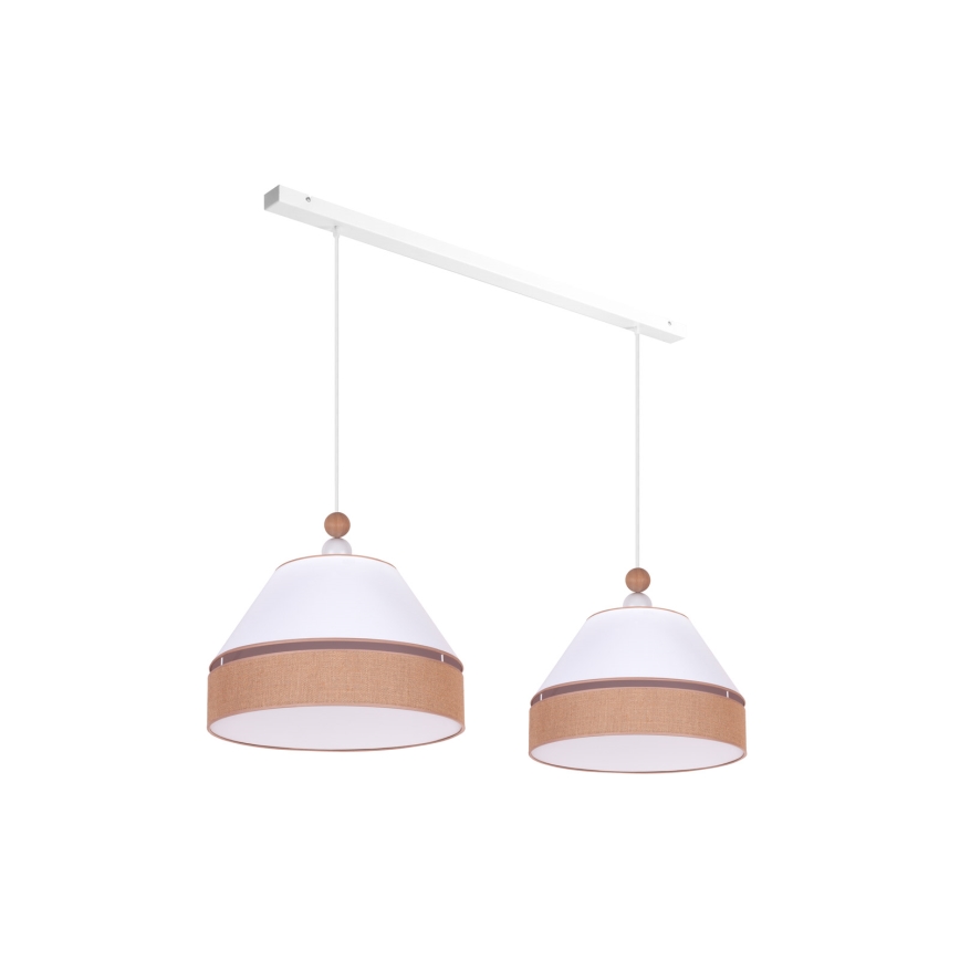 Duolla - Lampadario a sospensione con filo AVIGNON 2xE27/15W/230V bianco/marrone