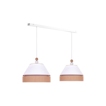 Duolla - Lampadario a sospensione con filo AVIGNON 2xE27/15W/230V bianco/marrone