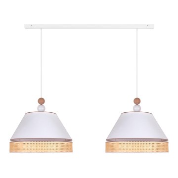 Duolla - Lampadario a sospensione con filo AVIGNON 2xE27/15W/230V bianco/rattan