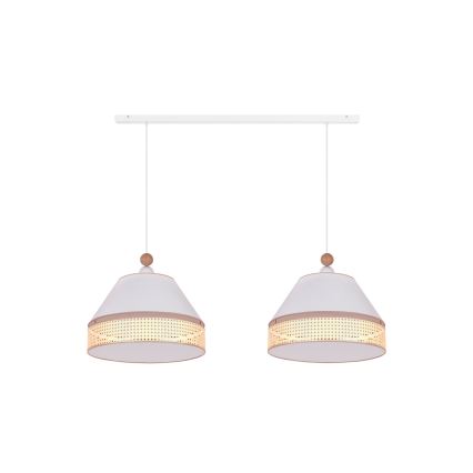 Duolla - Lampadario a sospensione con filo AVIGNON 2xE27/15W/230V bianco/rattan