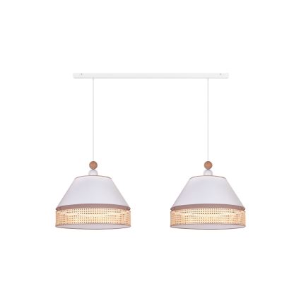 Duolla - Lampadario a sospensione con filo AVIGNON 2xE27/15W/230V bianco/rattan