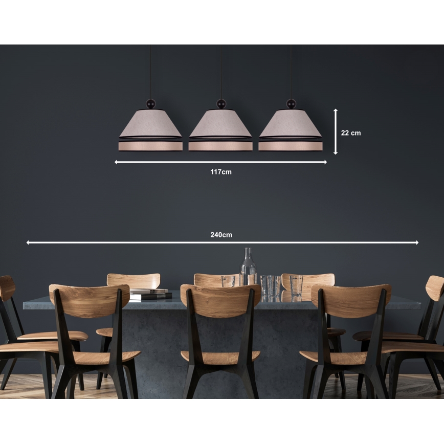 Duolla - Lampadario a sospensione con filo AVIGNON 3xE27/15W/230V beige