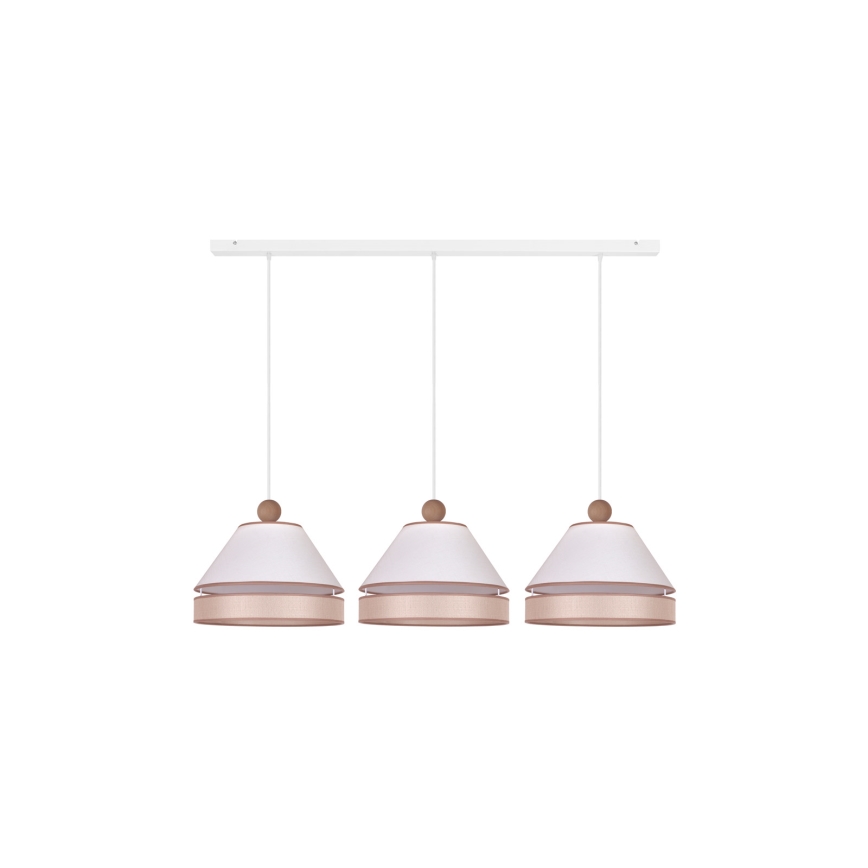 Duolla - Lampadario a sospensione con filo AVIGNON 3xE27/15W/230V bianco/beige